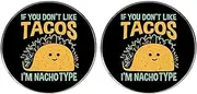 [ZENRUIMING] 2 Cartoon humor English letter enamel pins, IF YOU DON'T LIKE TACOS I'M NACHO TYPE alloy collar pins, clothing backpack purse accessories, 1.2", Alloy Steel, no gemstone