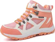 [R CORD] Kids Hiking Boots Girls Hiking Boots Outdoor Hiking Boots for Girls Quick Lace-Up Closure Durable TPR Traction Outsole, Peach, 12 Little Kid