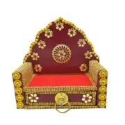 Singhasan Wooden with Drawer for Ladoo Gopal Size 0,1,2,3 No Sihasan for Krishna