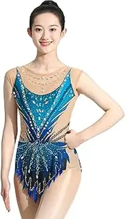 [Zagitova] Rhythmic Gymnastics Leotards for Girls Sleeveless Crew Neck Competitions Costume Tank Leotards
