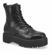 Steve Madden Women's Bolero Lace Up Fur Combat Boots Size 37