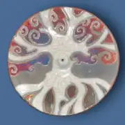 Tree of Life Raku Art Pottery Incense Burner Hand Crafted Artist Signed J Diller