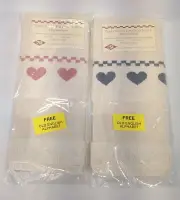 2CSO Terry Towel For Cross Stitch Printed Heart Border Bath Decor Granny Core...