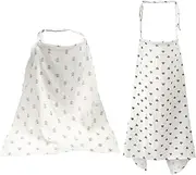 2Pcs Breastfeeding Cover Soft Breathable Cotton Baby Nursing Cover Adjustable Privacy Nursing Apron with Arch Neckline Lightweight Cotton Nursing Apron for Mum Travel Home
