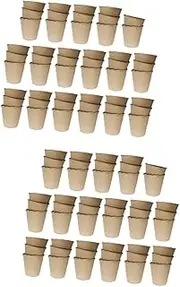 BESPORTBLE 2 Sets 50pcs Paper Round Pot Flowerpots Paper Pulp Plant Cups Outdoor Plant Pots Indoor Plants House Plants Pots Planting Cases Plant Starter Tray Brown