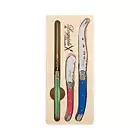 3pc Laguiole Silhouette Green/Red/Blue Stainless Steel Cheese Knife Cutlery Set