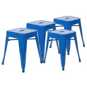 Flash Furniture 18" Stackable Metal Dining Stool in Royal Blue (Set of 4)