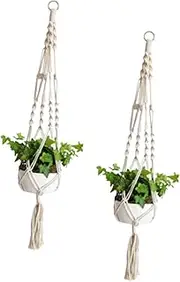 Gatuida 1set Flowerpot Hanging Net Bag Hand Knitted String Wall Decor for Home and Store Use Space Saving Design for Plant Display and Greenery 2pcs