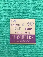 Jaeger Lecoultre Watch Gilt Baton Hands Pair, 3-M, NOS