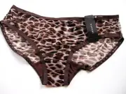 A0522 Natori NEW 153005P Women's Back Rouched Brown Leopard Sheer Mesh Bikini L