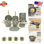 Healthy Cooking 17-Piece Granite Cookware Set - Induction Compatible & Durable