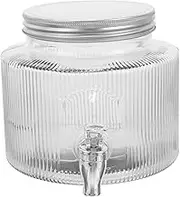 COLLBATH Water Pitcher with Tap Simple Dispensing Beverage Drink Jar Water Dispenser Large Smoothie Spout Drink Dispenser Modern Drinks Cold Water Jugs Taps Dispenser White Glass