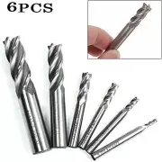 6PCS HSS End Mill Cutter CNC Shank Drill Bit 1/8" 3/16 1/4 5/16 3/8 1/2"