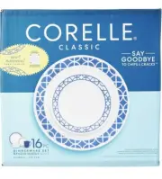 NEW IN BOX Corelle Cobalt Circles 16-Piece Dinnerware Set Service for 4 in Blue
