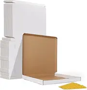 HORLIMER 12.5x12.5x1 inches Shipping Boxes Set of 25, White Vinyl Record Mailer Cardboard Box for Packaging, 25 Stickers Included