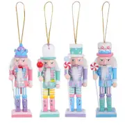4 Pcs Pastel Christmas Ornaments Candy Nutcracker Pendant Festive Decorations