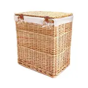 Handwoven Wicker Laundry Basket with Lid, 90L Capacity,with Removable Liner B...