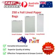 250 Pc Foil Lined Paper Bags Small Large Long Kebab Chicken Take Away Chips Bulk