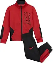 [Nike] Toddler Boy Dri Fit Full Zip Jacket and Pants 2 Piece Set (Red(76E201-R1N)/B, 2T)