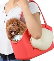 Cat Dog Carrier for Small Medium Dogs&Cats with Zipper Pocket Cloud Bag, Rubber Dog Purse Waterproof Sandproof, Soft Sided Pet Carrier Tote Puppy Bag for Travel&Outing