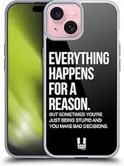 Head Case Designs for A Reason Sassy Quotes Gel Case [Military Grade Protection] Compatible with Apple iPhone 15 and Compatible with MagSafe