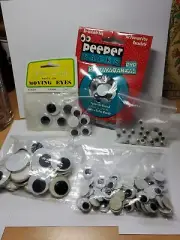 Crafts Supplies Assorted Googly Eyes Peeper Packs 275 Pieces .25-.75" Diam.