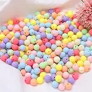 HERZWILD Threading Beads - 300 Pieces Matte Craft Acrylic 12 mm Colourful for Jewellery Making DIY Necklaces Bracelet (Matt Colourful)