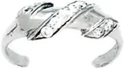 [JewelryWeb] 14k White Gold CZ Simulated Diamond Adjustable Spiral Body Jewelry toe ring-toe ring for Women