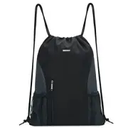 Drawstring Backpack Sports Gym Sackpack with Mesh Pockets Water Black