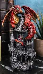 Ebros Spiron Ember Fire Dragon Wyrmling Perching On Castle Tower Top Statue