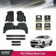 AUSGO Floor Mats + Door Sill Protector for Triton MQ MR Dual Cab 2015-2024