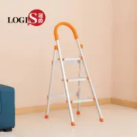在飛比找momo購物網優惠-【LOGIS】LOGIS-三階折疊收納鋁梯(活動梯 折疊梯 