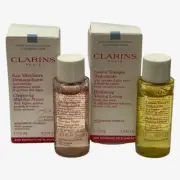 CLARINS Skincare Lot Cleansing Micellar Water 0.3 oz & Hydrating Toning Milk 0.3