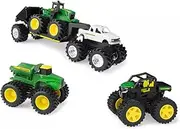 5pc John Deere 15cm Monster Tread Tractor/Dump/Pickup/Gator Truck/Trailer Set 3+