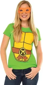 Michelangelo Shirt Mask TMNT Ninja Turtles Fancy Dress Halloween Adult Costume