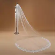 Voile Mariage 3 M One Layer Lace Edge White Cathedral Wedding Veil Long Bridal