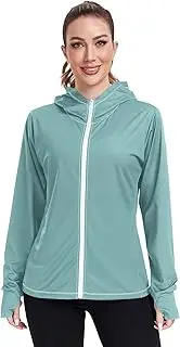 [GAIGEO] Rash Guard Women Swim Cadet Blue UV Protection Sun Shirt Long Sleeve Hoodie SPF 50 S