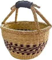 Ronyme Seagrass Woven Picnic Basket Home Storage Organizer Multifunction Portable Carrying Basket for Tabletop Market Shopping, Brown