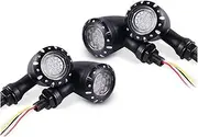 Motorcycle Brake Lights For K&awasaki For V&ersys 650 1000 For Ninja Indicator Lamps 10mm 12V LED Turn Signal Brake Light Amber And Red Signal Lights Running(4 Pcs-black)