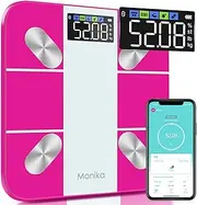 Monika Smart Scale Digital Bathroom Scale for Weight, Fat, Muscle Mass - Bluetooth Accurate Composition Analyzer with Smartphone App for Water, BMI