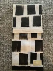 Aimee's Linen Hand Painted Black White 100% Linen Guest Towel Eyelet Hem