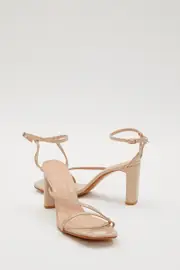 Beige Zena Strappy Dusty Blue Faux Snake High Heel