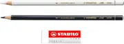 STABILO Coloured Pencil for Almost All Surfaces All - Pack of 2 - Black & White + Legacy Eraser
