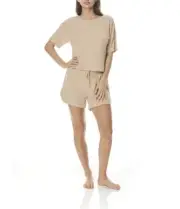 Ladies Gingerlilly PJS Sand Waffle Short Set Pyjamas Soraya
