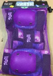 Krash Spacey Purple Elbow & Knee Pad Set Wrist Protectors BB4