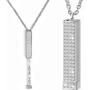 I Love You" Hidden Message Necklace - Secret Slider Pendant White Gold