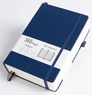 Thick Bullet Dotted Journal with 366 Numbered Pages, A5 Journal for Writing with 100GSM Dot Grid Paper, Hardcover Leather Notebooks for Women Men School Note Taking Office Work Diary, 5.7"x8.3" Navy
