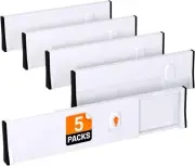 5 Pack Drawer Dividers for Clothes 11-19" Expandable Dresser White New