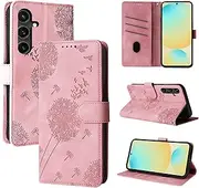 [AsWant] Wallet Case for Samsung Galaxy S24 FE 5G, Premium PU Leather Flip Protective Wallet and Stand Feature Case for Galaxy S24 FE (Pink)