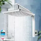 ACA Chrome 10'' Square Plastic Shower Head Gooseneck Wall Arm Set WELS Watermark